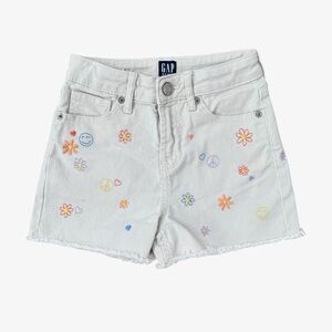 Gap Cream Embroidered Relaxed Denim Shorts 7